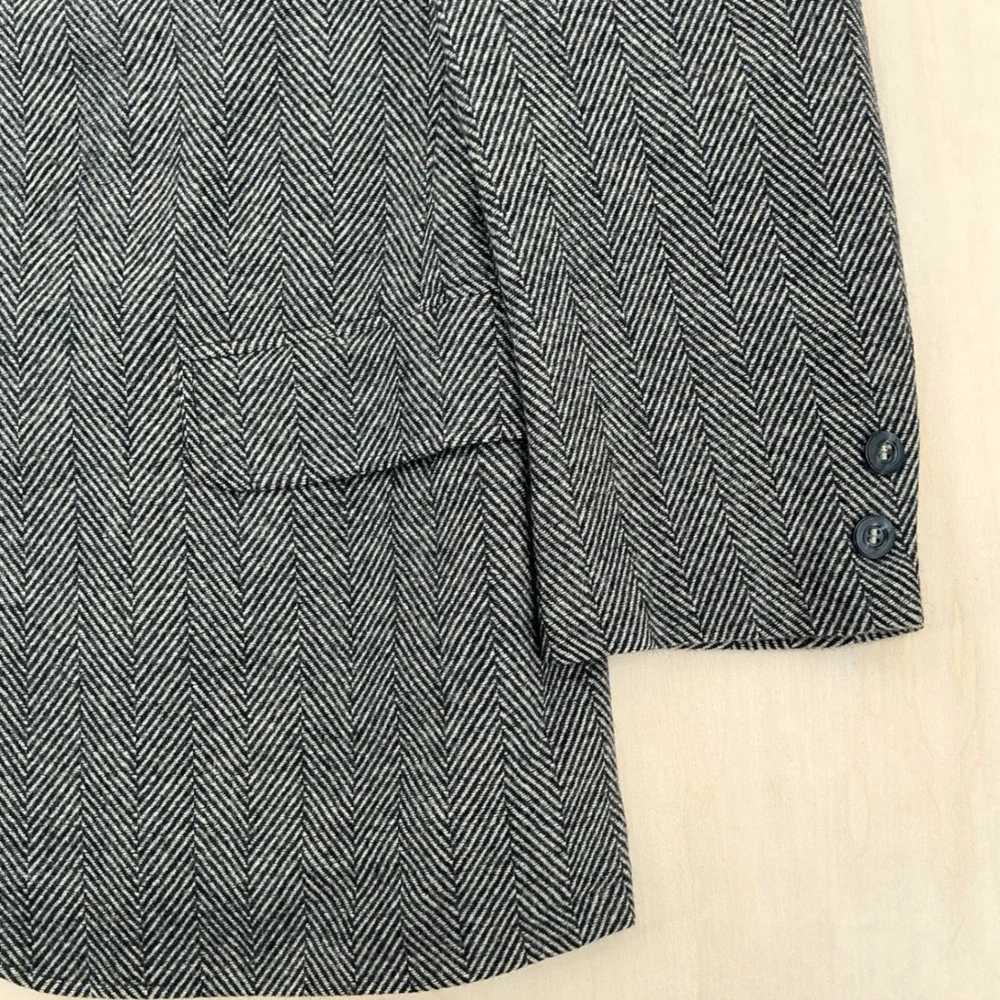 Vintage Redwood & Ross 100% Cashmere Herringbone Blazer Mens 42 Grey Academic